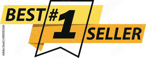 The number 1 best-selling banner with a simple modern flat ribbon. Isolated vector labels for icons, labels, badges, logos, emblems, seals, tags, signs, symbols, stamps, stickers, and emblems.