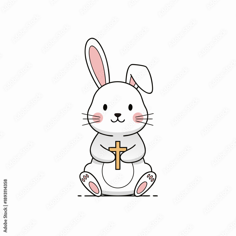 Obraz premium Minimal Easter Bunny with Cross Icon