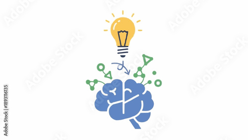 Brain with Light Bulb Idea Concept.