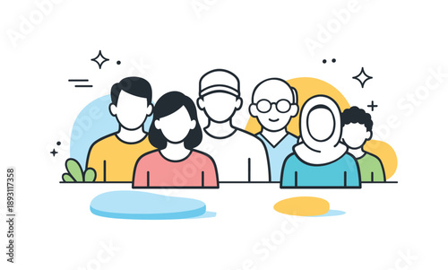 Diverse Icon Illustration. People icons for data visualization. Group of diverse characters shown as symbols for statistics and analytics, clarity