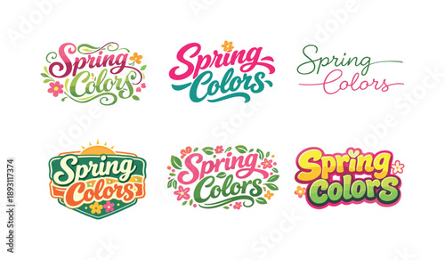 Spring Lettering Variations. Spring Colors. Set lettering. harmonious lettering variations of the same emblematic concept, each with different artistic