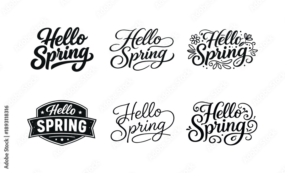 Fototapeta premium Seasonal Typography Art. Season change vibes. Set lettering. harmonious lettering variations of the same emblematic concept, each with different artistic