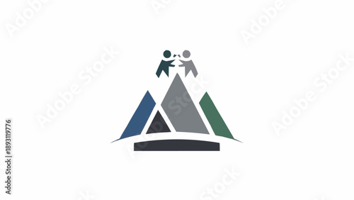 Принти на полотні Business people climbing mountain together.