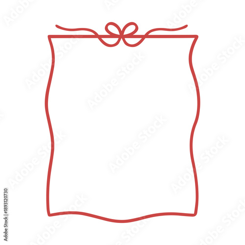 Wedding whimsical frame doodle with bow and ribbon. Coquette boarder in sketch style. Hand drawn vintage vector illustration for Valentine’s Day