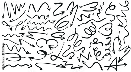 Set of black arrows. Hand-drawn arrows designed for presentations.