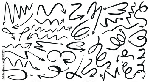 Composition of arrows. Hand-drawn arrows designed for presentations and workflow.