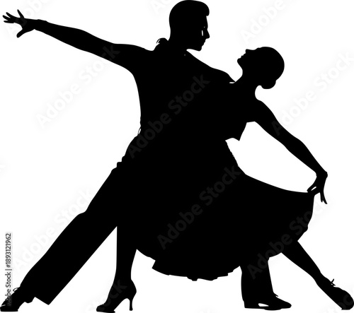 couple man woman ballroom dancers tangoing silhouette
