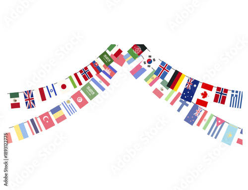 International Flags Border Frame for Global Cooperation
