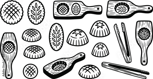 Maamoul cookies traditional Middle Eastern pastries vector set