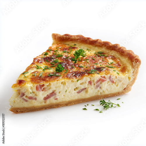Quiche Lorraine Slice Isolated On White Background