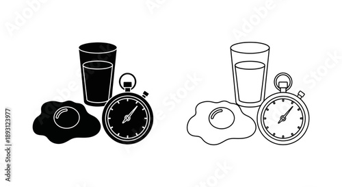 Breakfast time stopwatch egg water Vector