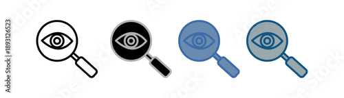 
magnifying glass icon set multiple style collection with loupe and eye design