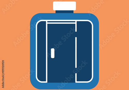 Modern blue bottle icon representing a pod office. Clean, minimalist design suitable for business and technology visuals. Vector illustration.