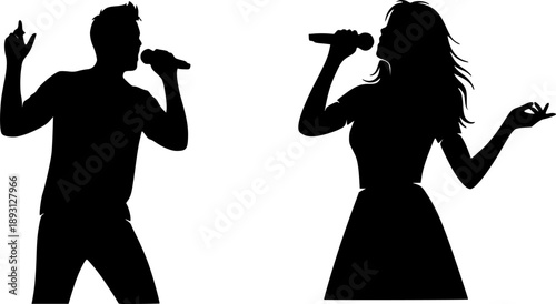 Singer male and female silhouette. Good use for logo, symbol, web icon, sign, mascot, avatar, or any design you want. Easy to use.