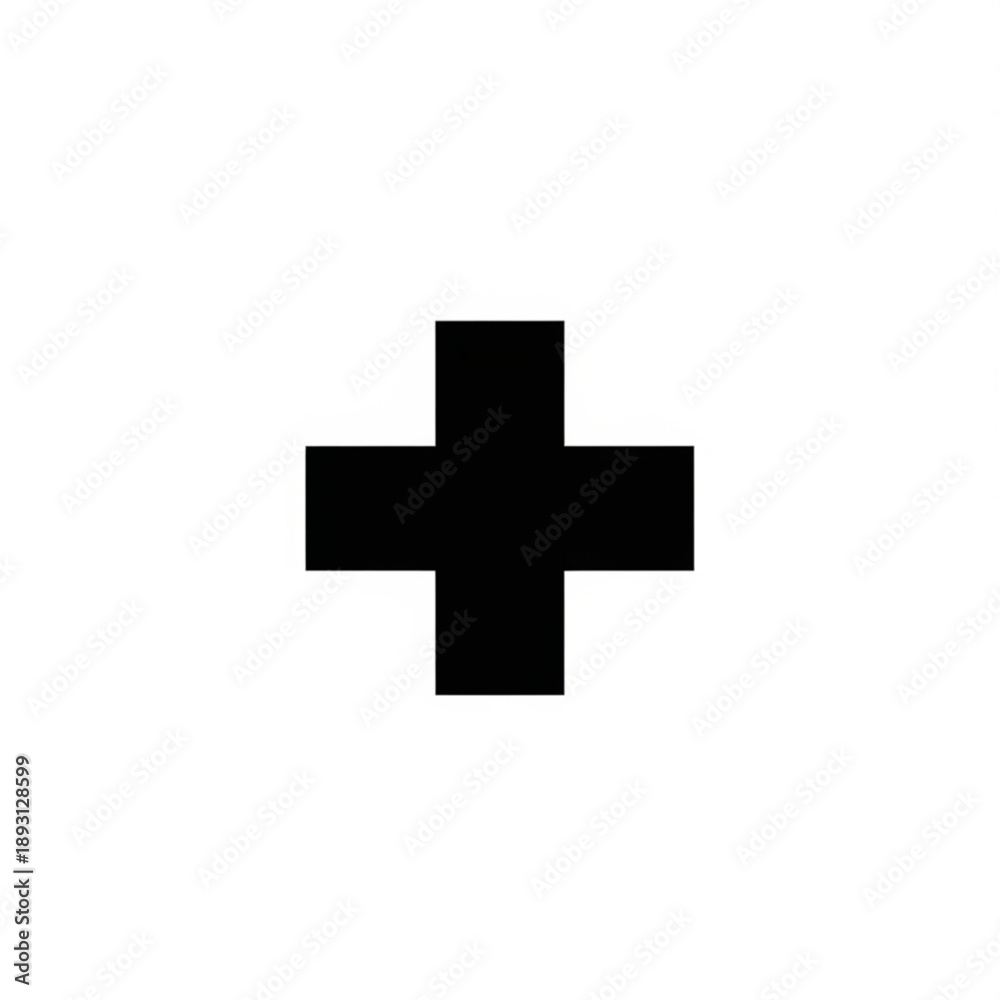 Obraz premium A simple black plus sign on a used for addition