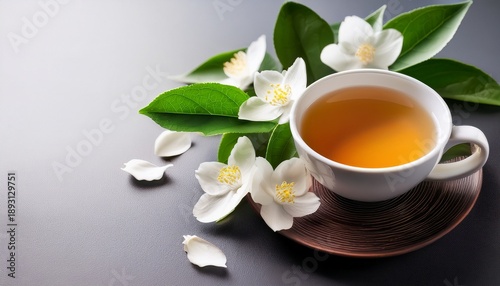 Jasmine Tea With Flower And Leaf Natural Ingredients For A Calming Beverage World Tea Day
