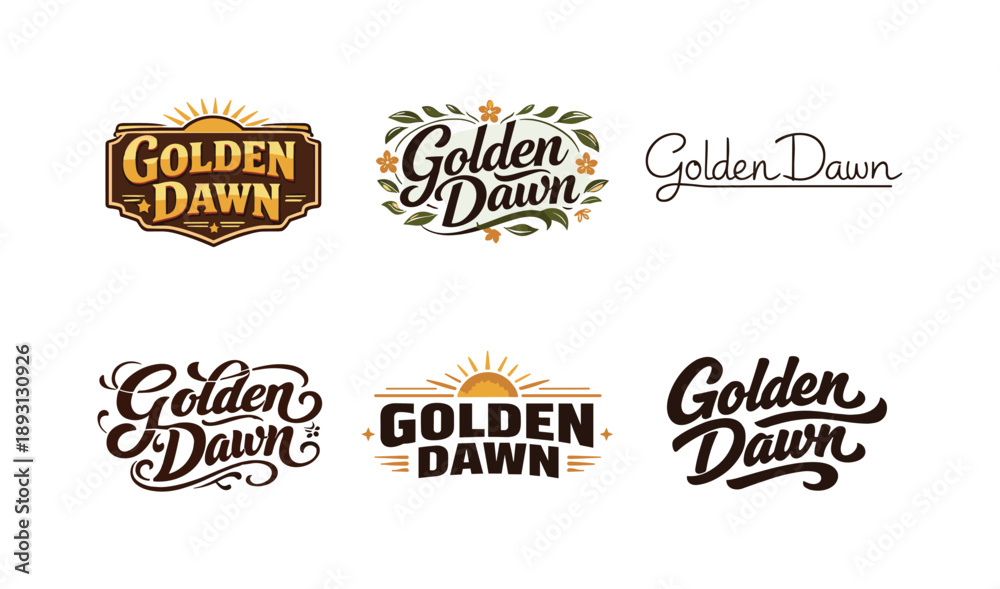 Obraz premium Harmonious Lettering Variations. Golden Dawn Lettering. Set lettering. harmonious lettering variations of the same emblematic concept, each with different