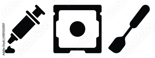 Thermal grease and spatula vector illustration for cpu cooling processor maintenance