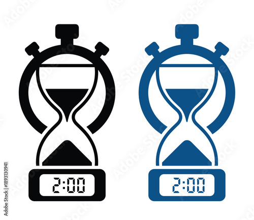 Two hours sand clock vector illustration representing limited time and hourglass deadline concept