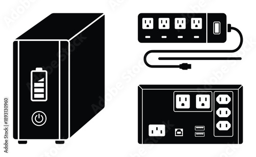 Ups device electronics element for computer and power supply equipment safety regulator power