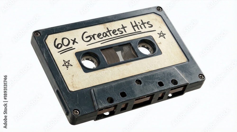 Fototapeta premium Vintage cassette tape featuring 60x greatest hits collection