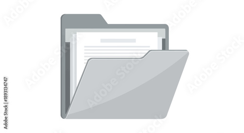 Document Folder with Papers - Simple Flat Icon Illustration