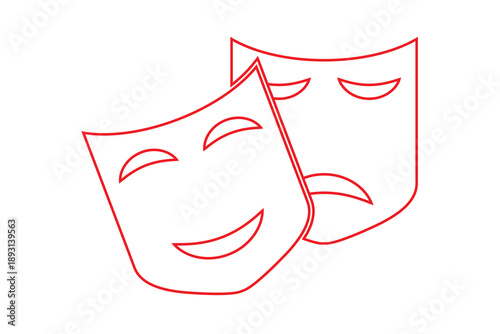 Theatre Mask icon, Drama Mask Icon, Theatrical Masks icon, cartoon style theatre mask icon.