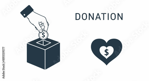 Charitable Donation and Fundraising Icon Set