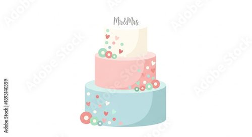 Three Tier Birthday Cake with Sprinkles and Frosting.