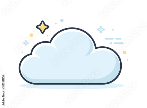 Minimalist Cloud Icon. Cloudy sky icon. A rounded cloud icon with smooth contours and gentle proportions. Neutral weather state, calm and soft visual presence.