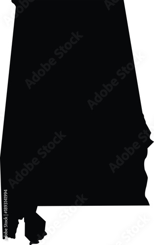Alabama State Map Silhouette Vector Illustration for US Geography, Travel, and Southern Design