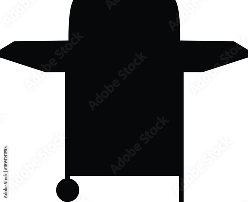 Black BBQ Grill Silhouette Vector Illustration for Summer Cookouts, Picnics, and Food Design
