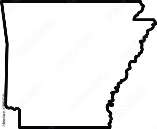 Arkansas State Map Outline Silhouette Vector Illustration for US Geography, Travel, and Southern Design