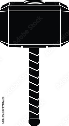 Heavy Sledgehammer or Mythological Hammer Silhouette Vector Illustration for Construction and Fantasy Design