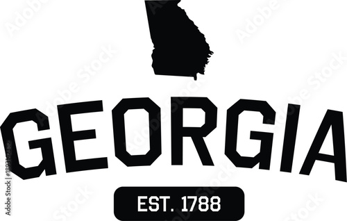 Georgia State Map Silhouette with Typography Vector Illustration for US Geography and Travel Design