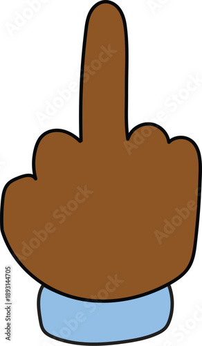 Human hand gesture with middle finger extended for rude behavior and urban street culture expression design concepts isolated on white background