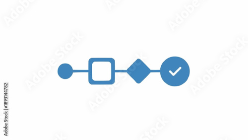 Blue Process Flowchart with Checkmark Symbol.