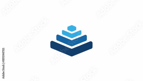 Blue Pyramid Structure Layers Stacked.