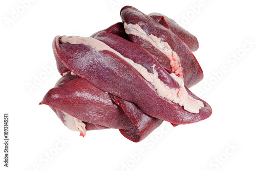 Photography Pig spleen on white background