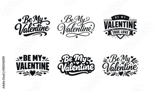 Valentine Lettering Styles. Valentine marketing quotes. Set lettering. harmonious lettering variations of the same emblematic concept, each with different