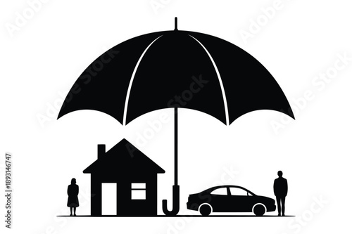 Home and Car Insurance Protection Silhouette