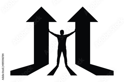Man Holding Up Arrows Silhouette