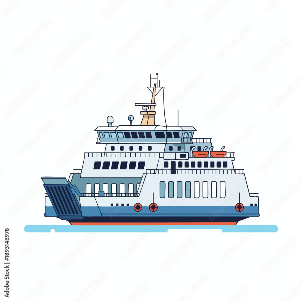 Obraz premium Vector Illustration of a Large Ferry Boat