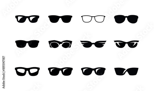 Sunglasses Logo Variations. Sunglasses. Icon set. Set Logo of Sunglasses: fashion eyewear emblem. harmonious logo variations of the same emblematic concept,