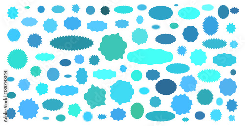 Set of wavy blue blob shapes. Monochrome fluid spots and organic islands for cool backgrounds, minimal layouts and monochrome graphics. Irregular blobby silhouettes vector illustration.
