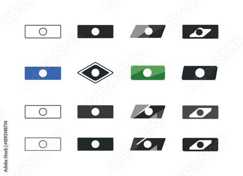 Microscope Slide Logos. microscope slides. Icon set. Set Logo of microscope slides: slide with specimen dot. harmonious logo variations of the same emblematic
