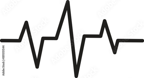 Black heartbeat EKG pulse line graphic for medical cardiology and emergency health care design concepts