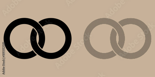 Two pairs of interconnected rings with different textures