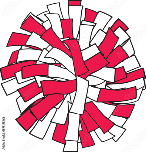 Pink and white cheerleader pom-poms for school sports team spirit and athletic performance design concepts isolated on a clean white background