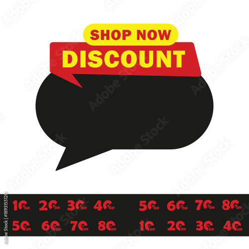 Set of Discount Sales Funnel Badges from 10 to 70 Percent Off